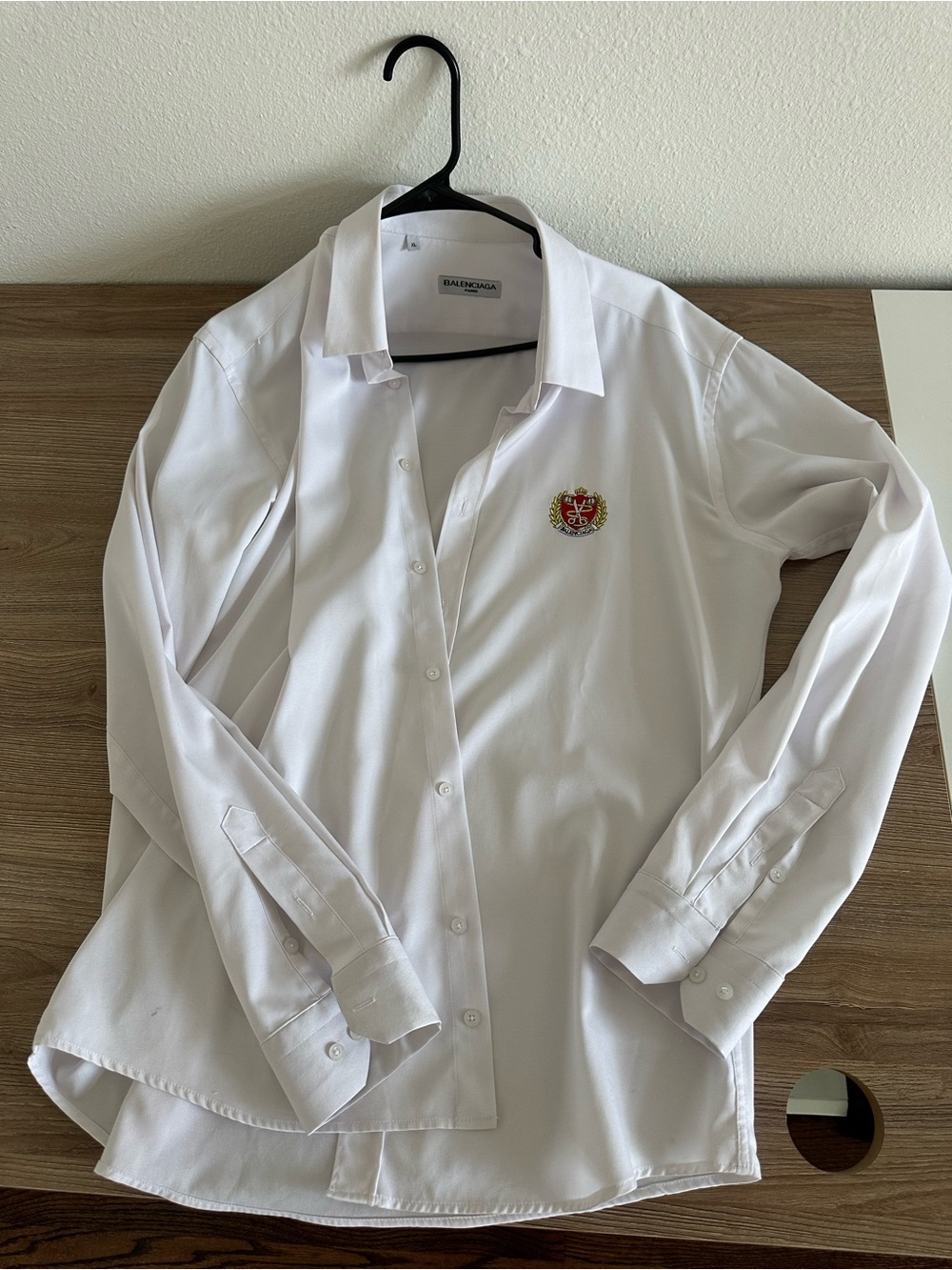 Balenciaga White Dress Shirt with Embroidered Crest